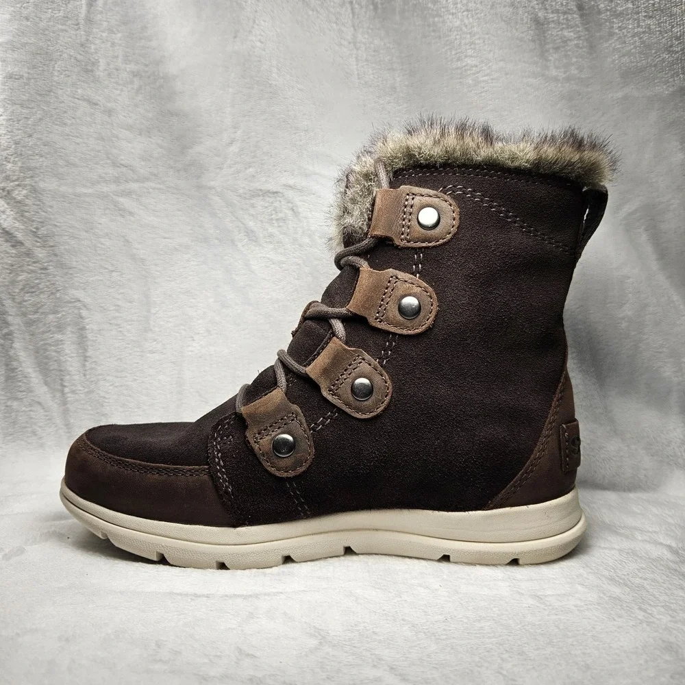 Sorel Explorer Joan Women's Boots Size 6 Brown Suede‎ Waterproof Winter Fur
